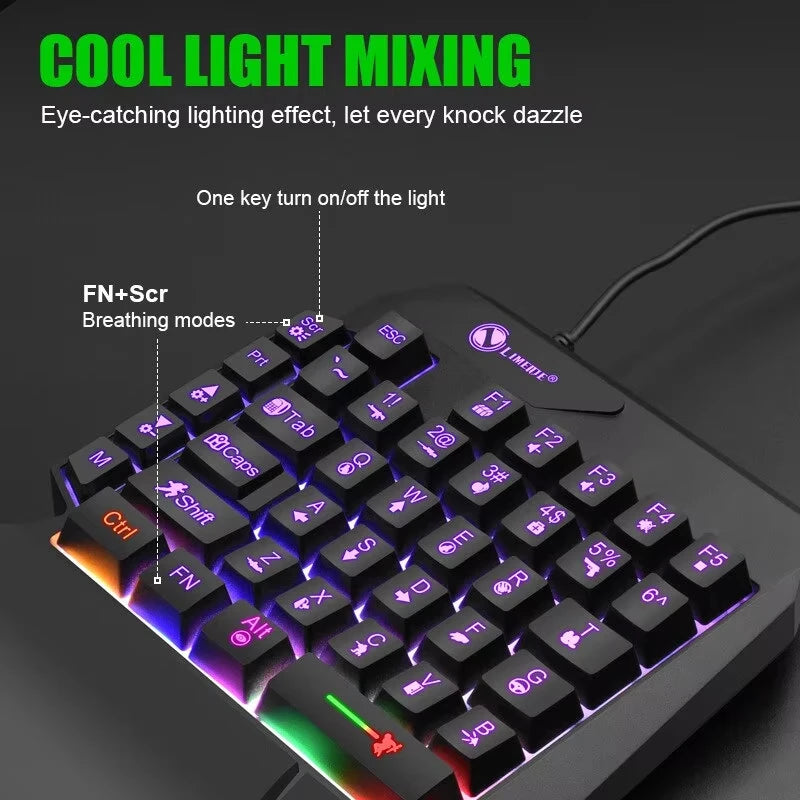 35-Key Compact One-Handed Gaming Keyboard - USB Ultra-Slim Wired Backlit Keyboard for Laptops, Desktops, and Smartphones