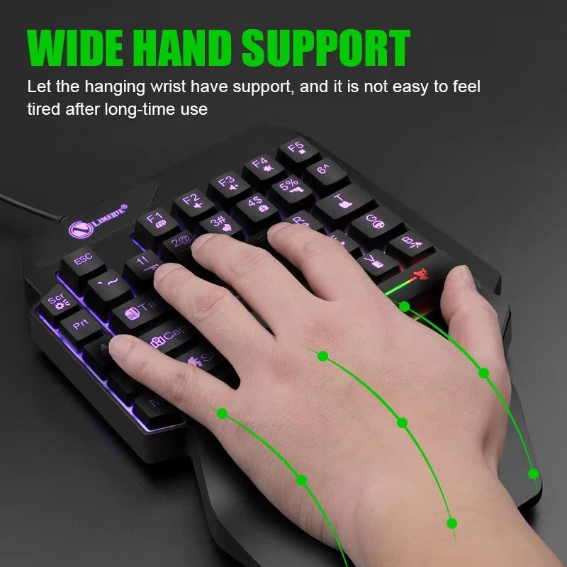 35-Key Compact One-Handed Gaming Keyboard - USB Ultra-Slim Wired Backlit Keyboard for Laptops, Desktops, and Smartphones