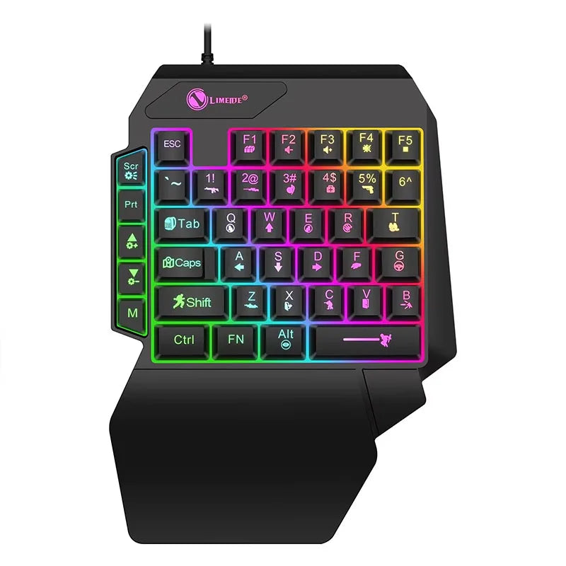 35-Key Compact One-Handed Gaming Keyboard - USB Ultra-Slim Wired Backlit Keyboard for Laptops, Desktops, and Smartphones