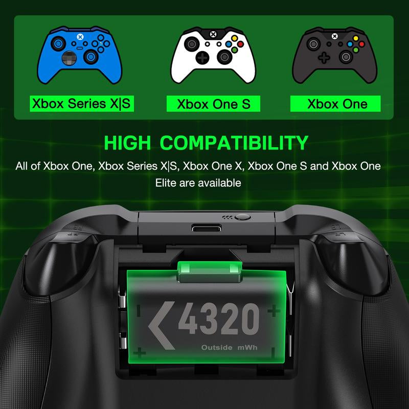 Controller Charging Station with 2 X 4320Mwh Rechargeable Battery Packs for Xbox Series